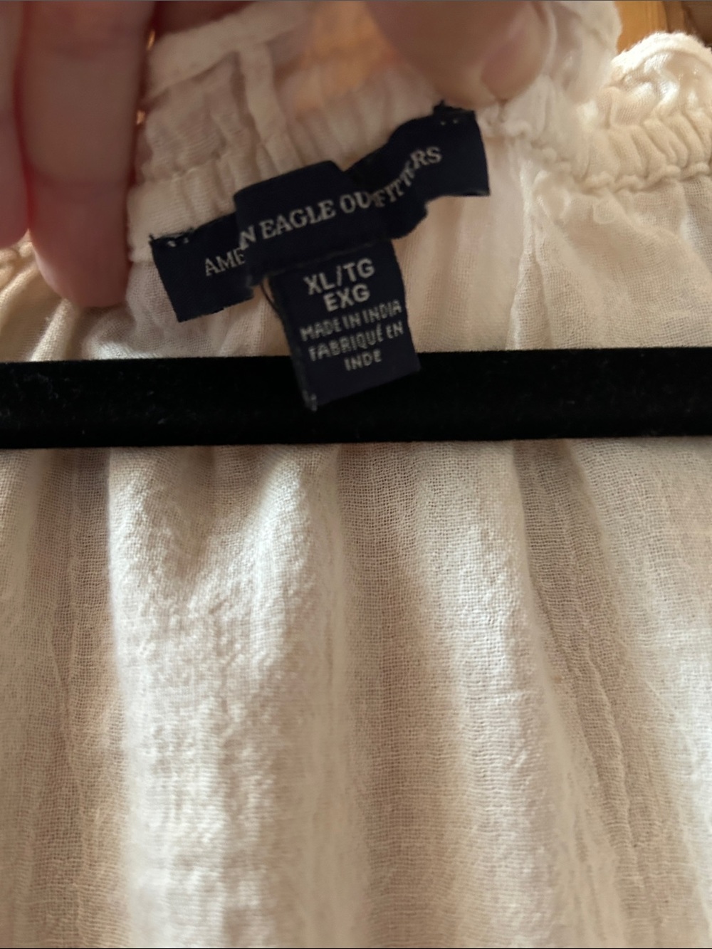 American Eagle Cream Peasant Tunic with Burgundy Embroidery and Navy Accents - Picture 2 of 4